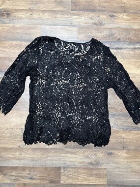 Gothic Whimsigoth Sheer Black Lace Long Sleeve Blouse
